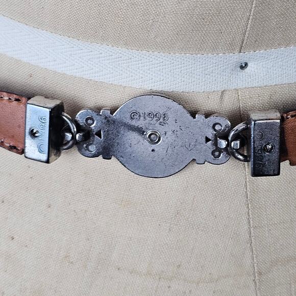 VTG 1996 Belt metal link and leather belt with dangle traditional classic M - Picture 11 of 13